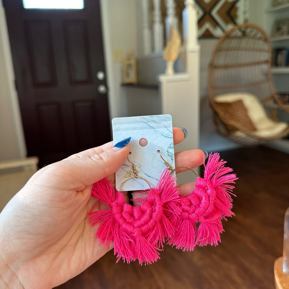 NWT Pink Fringe Earrings